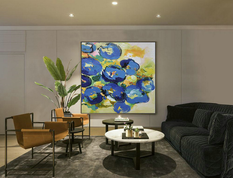 Oversized Canvas Art On Canvas,Oversized Palette Knife Painting Abstract Flower Painting On Canvas,Colorful Wall Art,Yellow,Blue,Green.etc